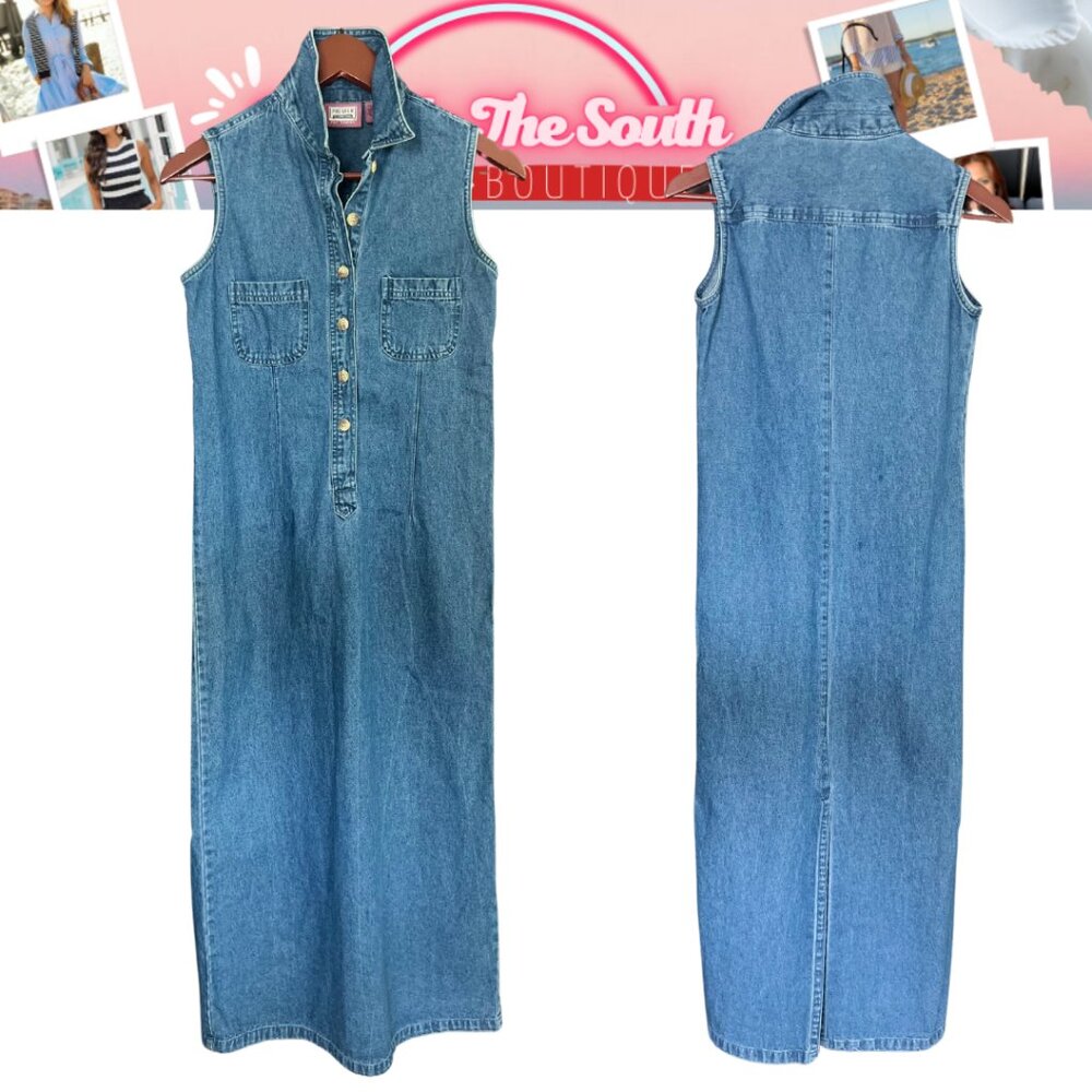 👗 Vintage Y2K Premier International Denim Maxi Dress – Size 6